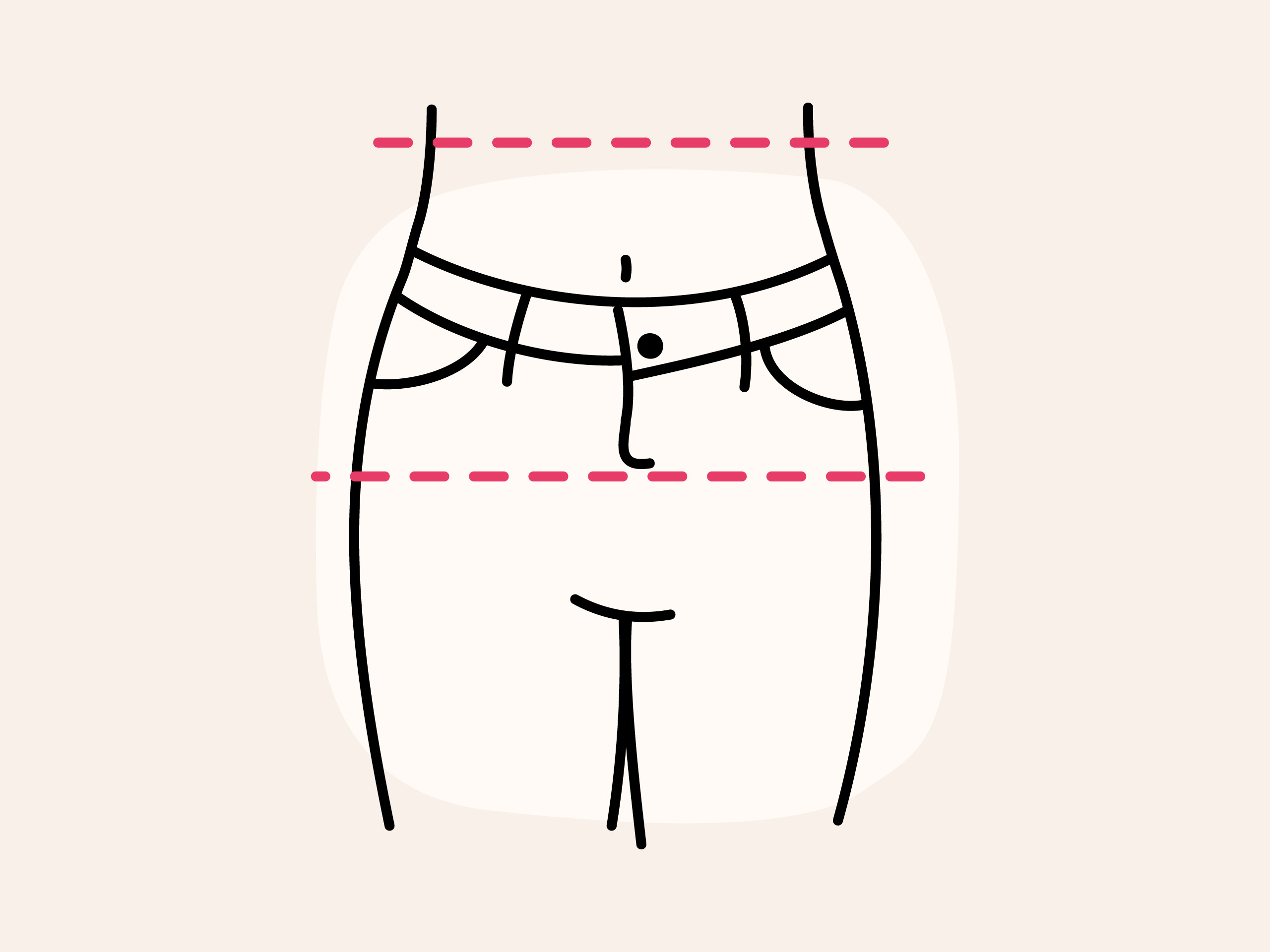 Illustratie van een broek met verlaagde taille