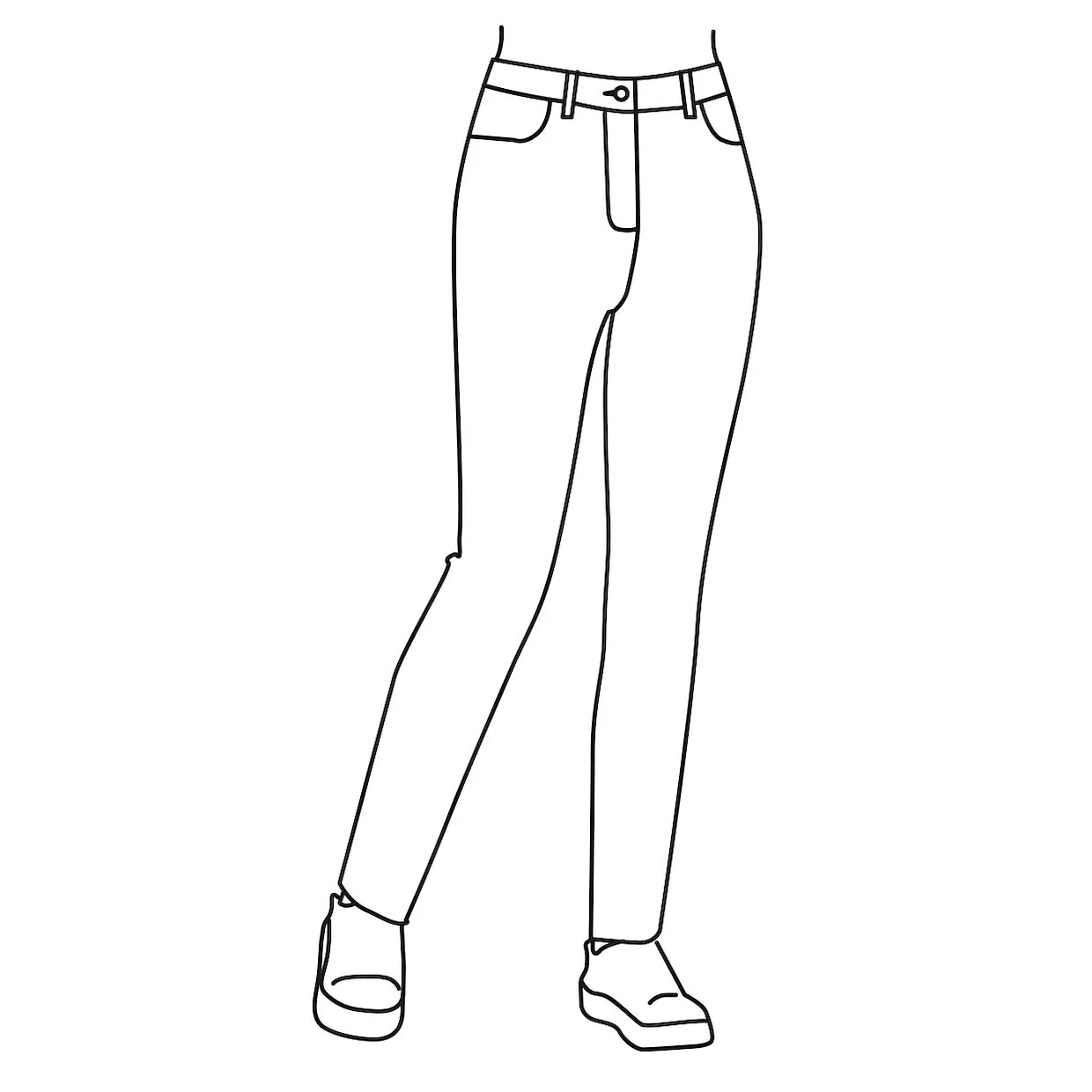 Illustratie van een lange broek met rechte pijpen en zakken, gedragen met schoenen. Illustratie van een lange broek met rechte pijpen en zakken, gedragen met schoenen.