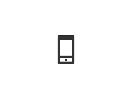 Pictogram van een smartphone met een minimalistisch ontwerp, zwart op witte achtergrond.