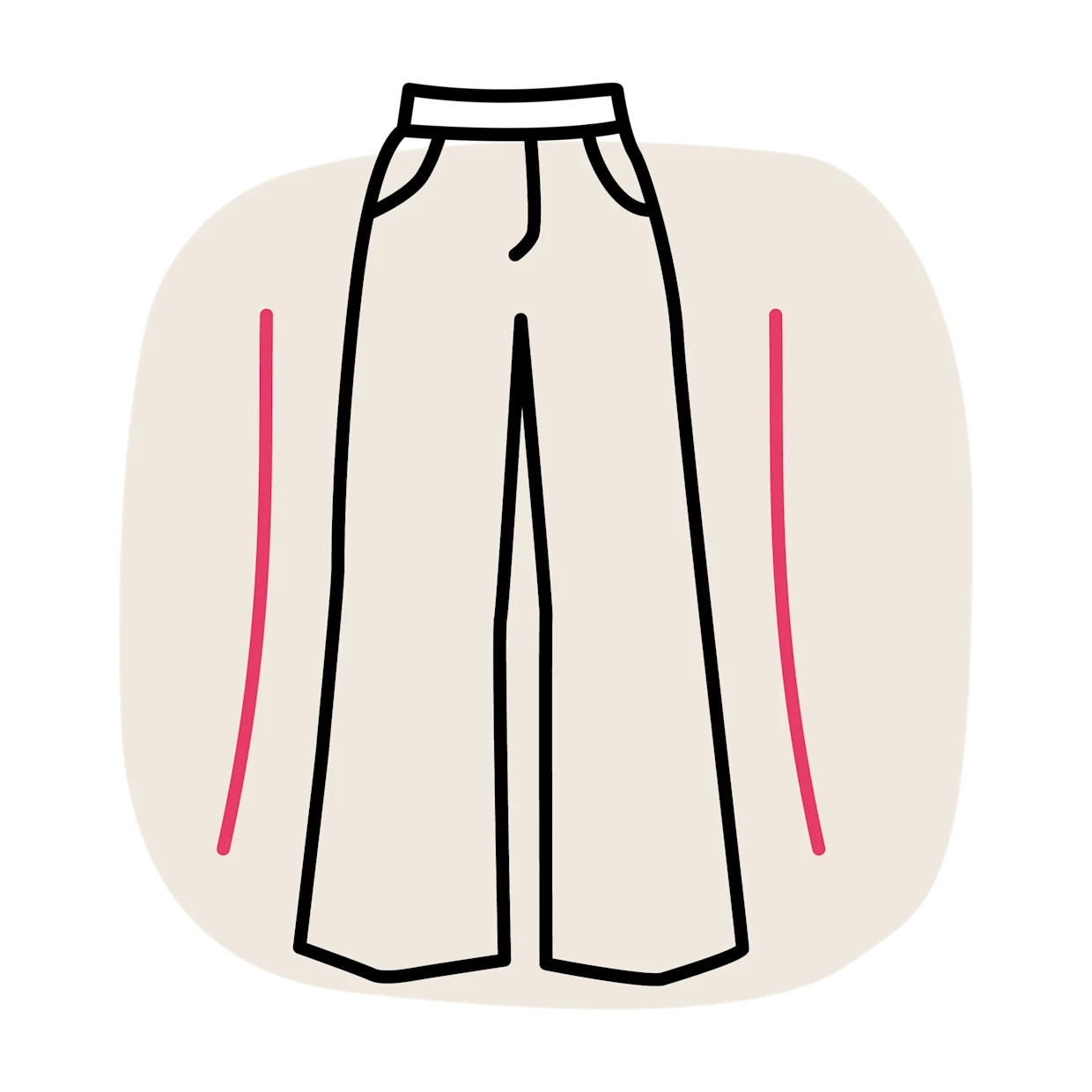 Illustratie van een wijd broekmodel Illustratie van een wijd broekmodel