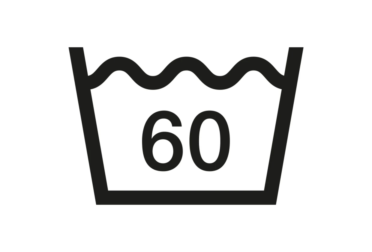 Waschsymbol für Maschinenwäsche bei 60 Grad Celsius. Waschsymbol für Maschinenwäsche bei 60 Grad Celsius.