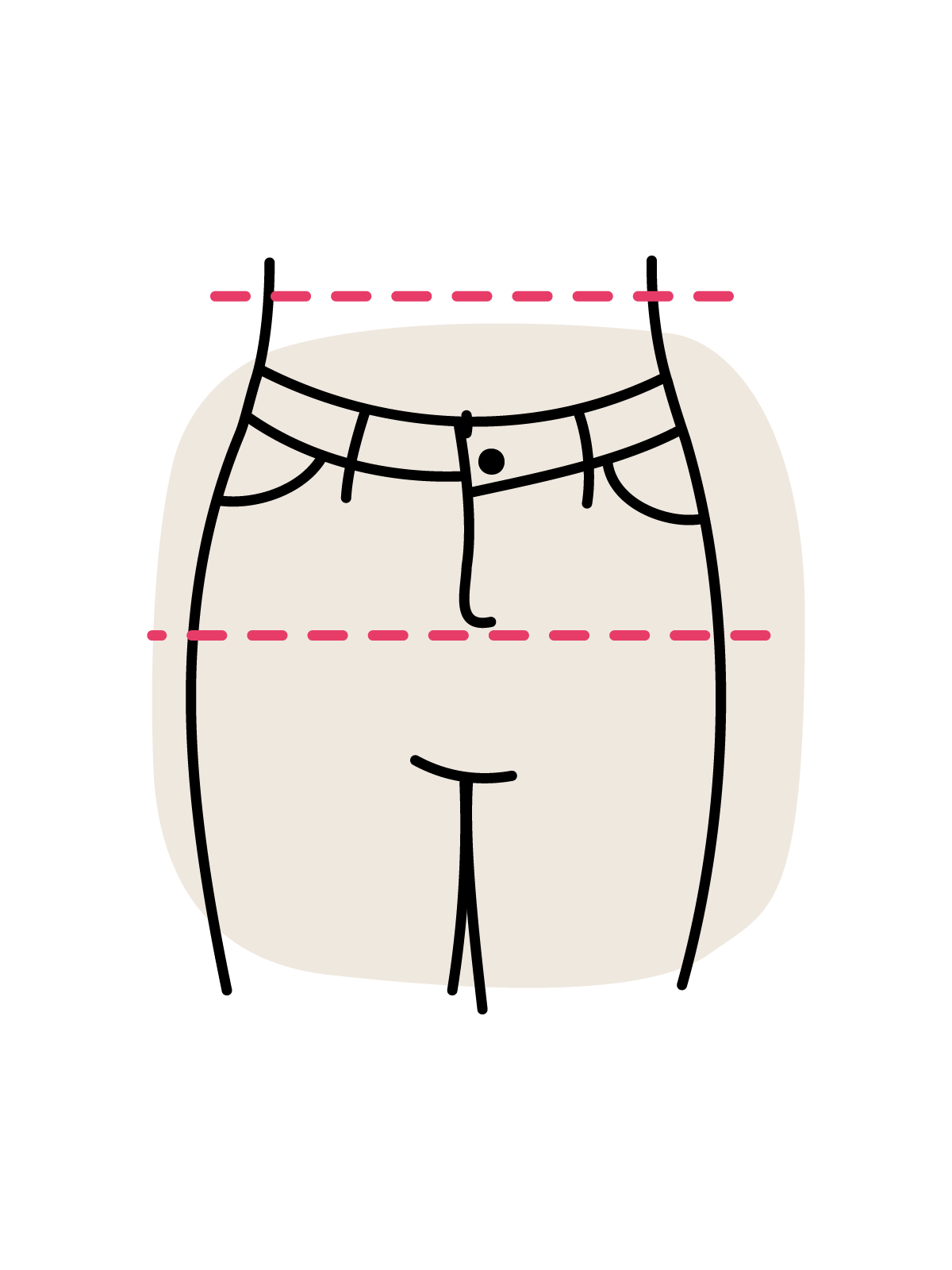 Illustration einer Hose mit normaler Leibhöhe