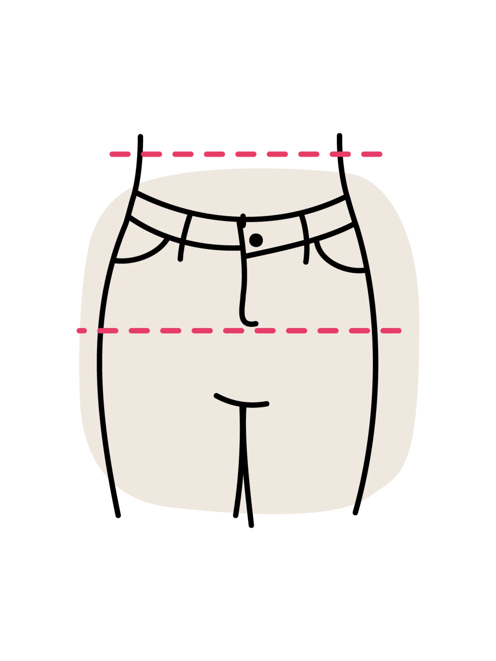 Illustration einer Hose mit normaler Leibhöhe Illustration einer Hose mit normaler Leibhöhe