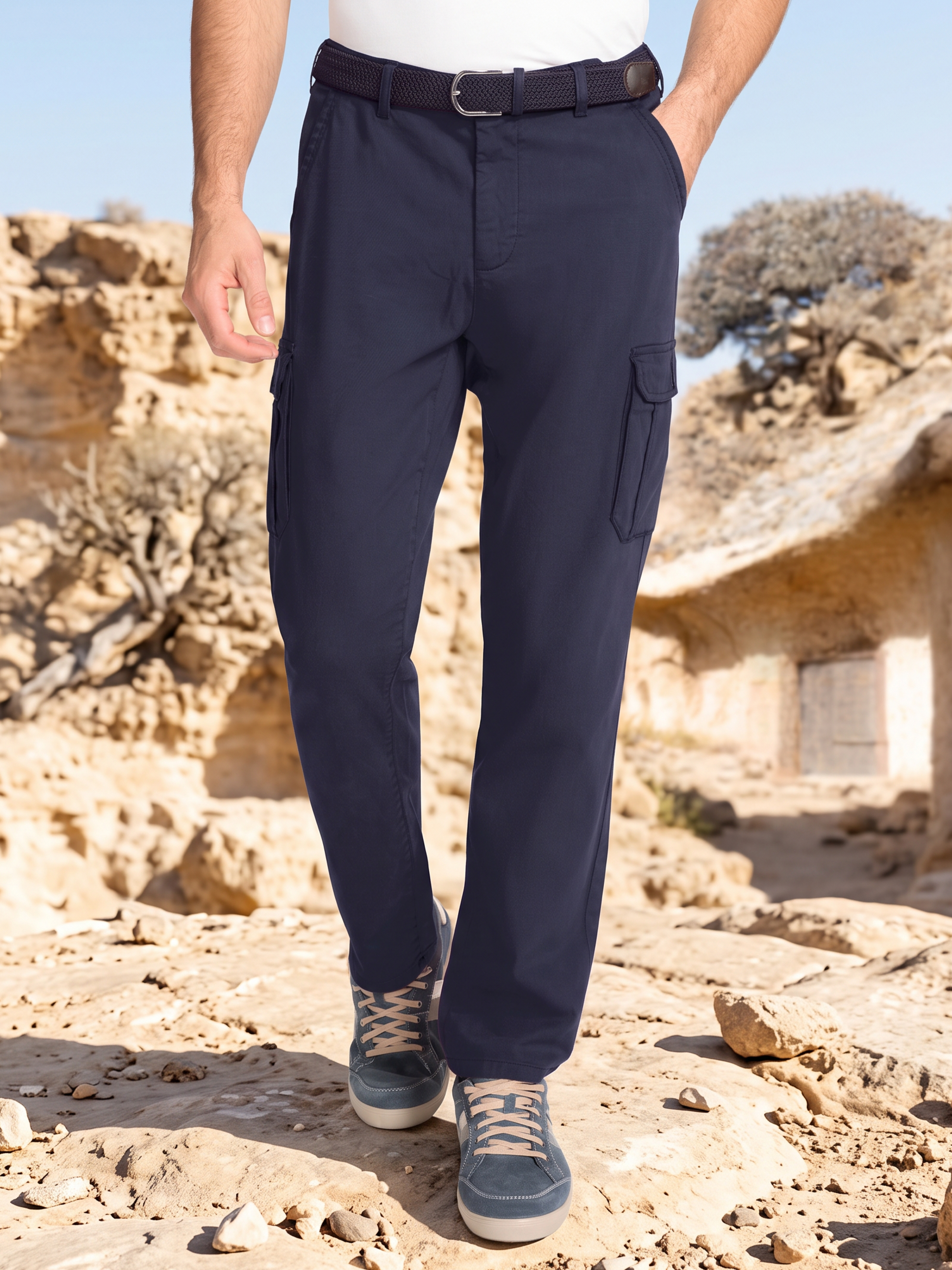 Dunkelblauer Herrenhose im Cargostyle