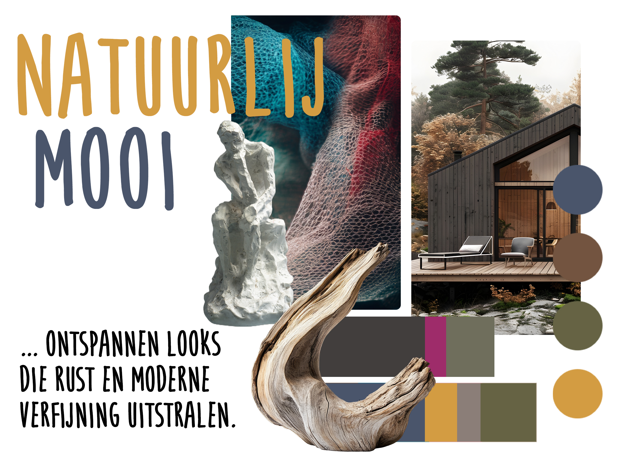 NATUUR GEÏNSPIREERD; ... ONTSPANNEN STIJLEN DIE RUST EN MODERNE RAFFINESSE UITSTRALEN.