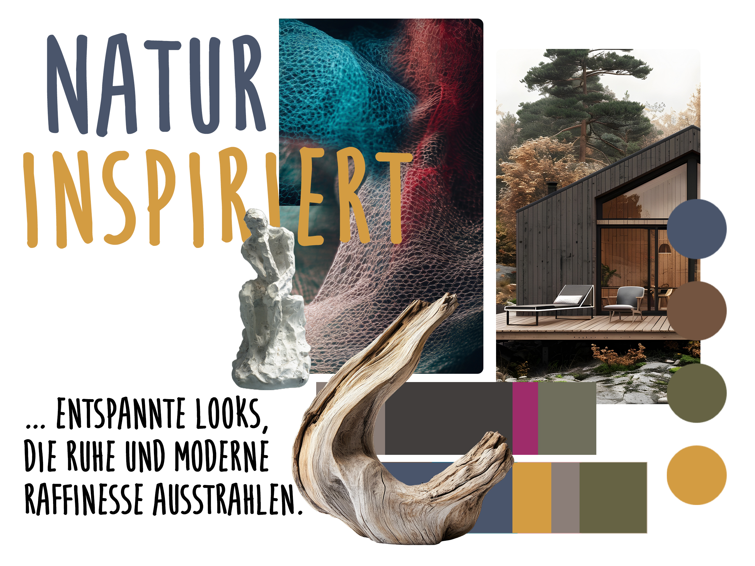 Das Symbol zeigt ein Moodboard mit Naturmotiven und dem Text 'NATUR INSPIRIERT' für entspannte, raffinierte Looks.