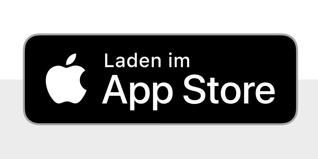 Schwarzer Button mit weißem Apple-Logo und Text „Laden im App Store“.