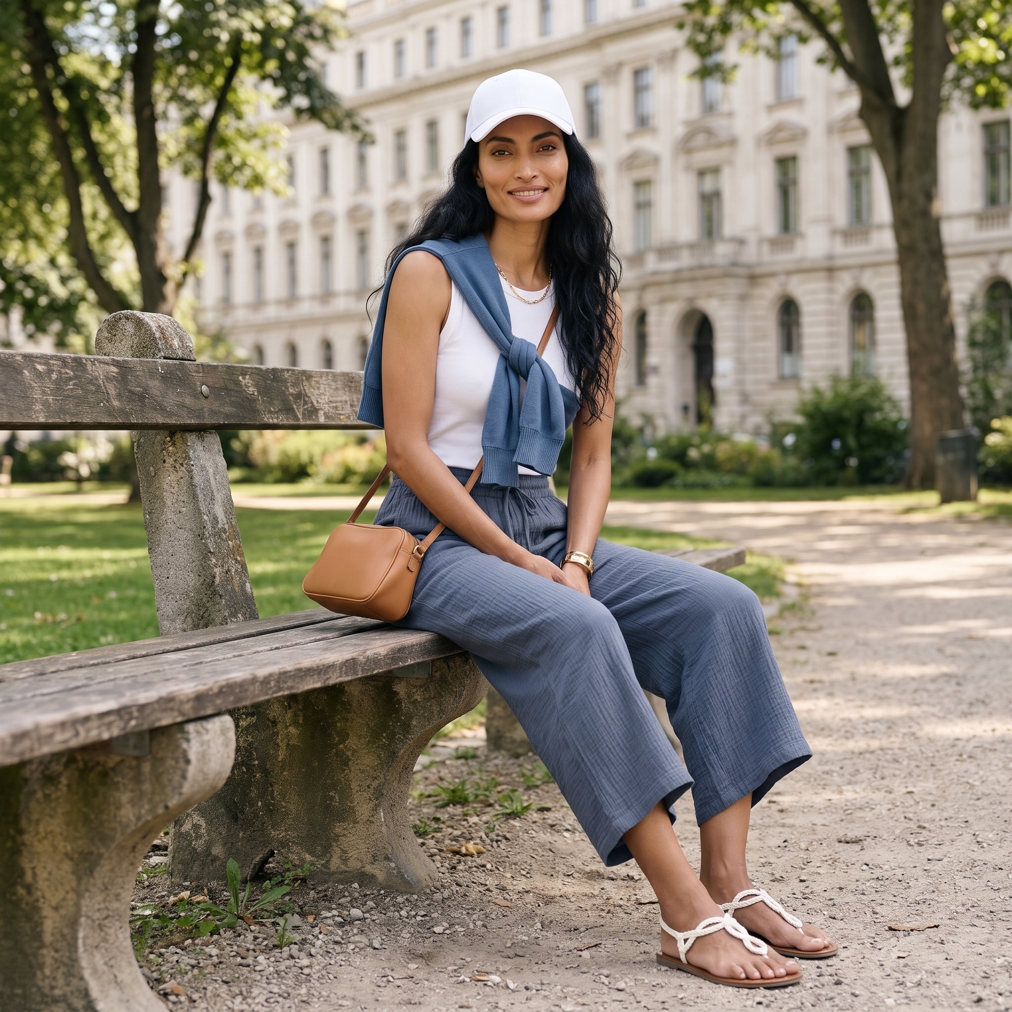 Culotte mit bequemen Sneakern beim Stadtbummel