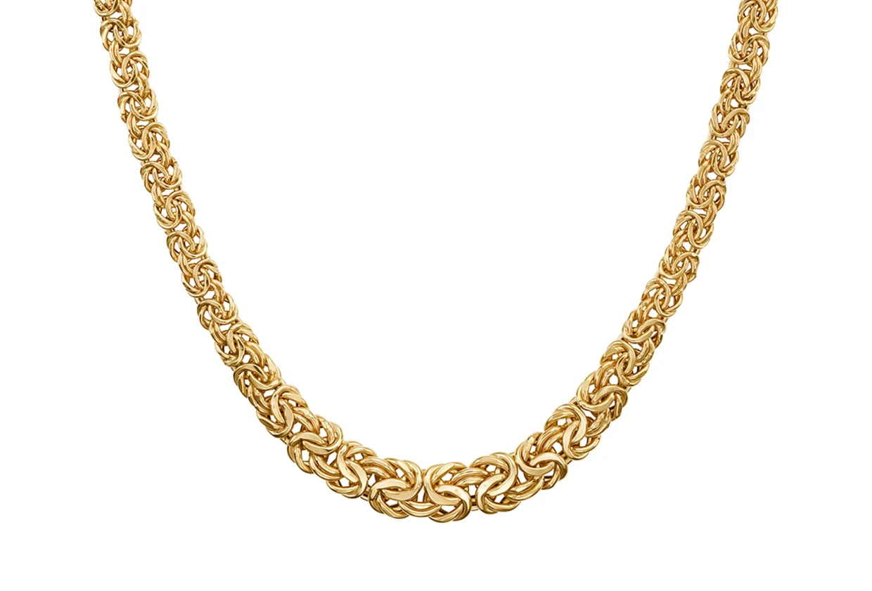 Goldene Königskette mit detaillierter Flechtoptik, hochwertig verarbeitet.