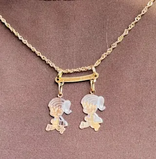 CONJUNTO ORO18K NENES/AS  + CADENA + PERCHA,  MODELO 2 COLORES