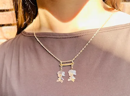 CONJUNTO ORO18K NENES/AS  + CADENA + PERCHA,  MODELO 2 COLORES