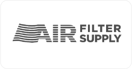 Logo with the text "Air Filter Supply" in capital letters. The word "AIR" is stylized with horizontal lines extending from the left side of the letter "A".