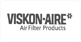 Logo for Viskon-Aire, an air filter products company, with the text "VISKON-AIRE* Air Filter Products" in a black and white color scheme.