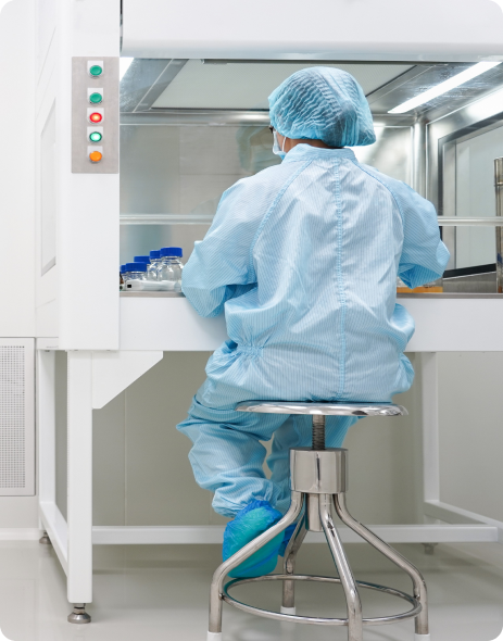 A scientist working on their desk