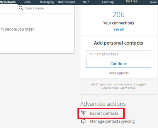 LinkedIn Export Contact