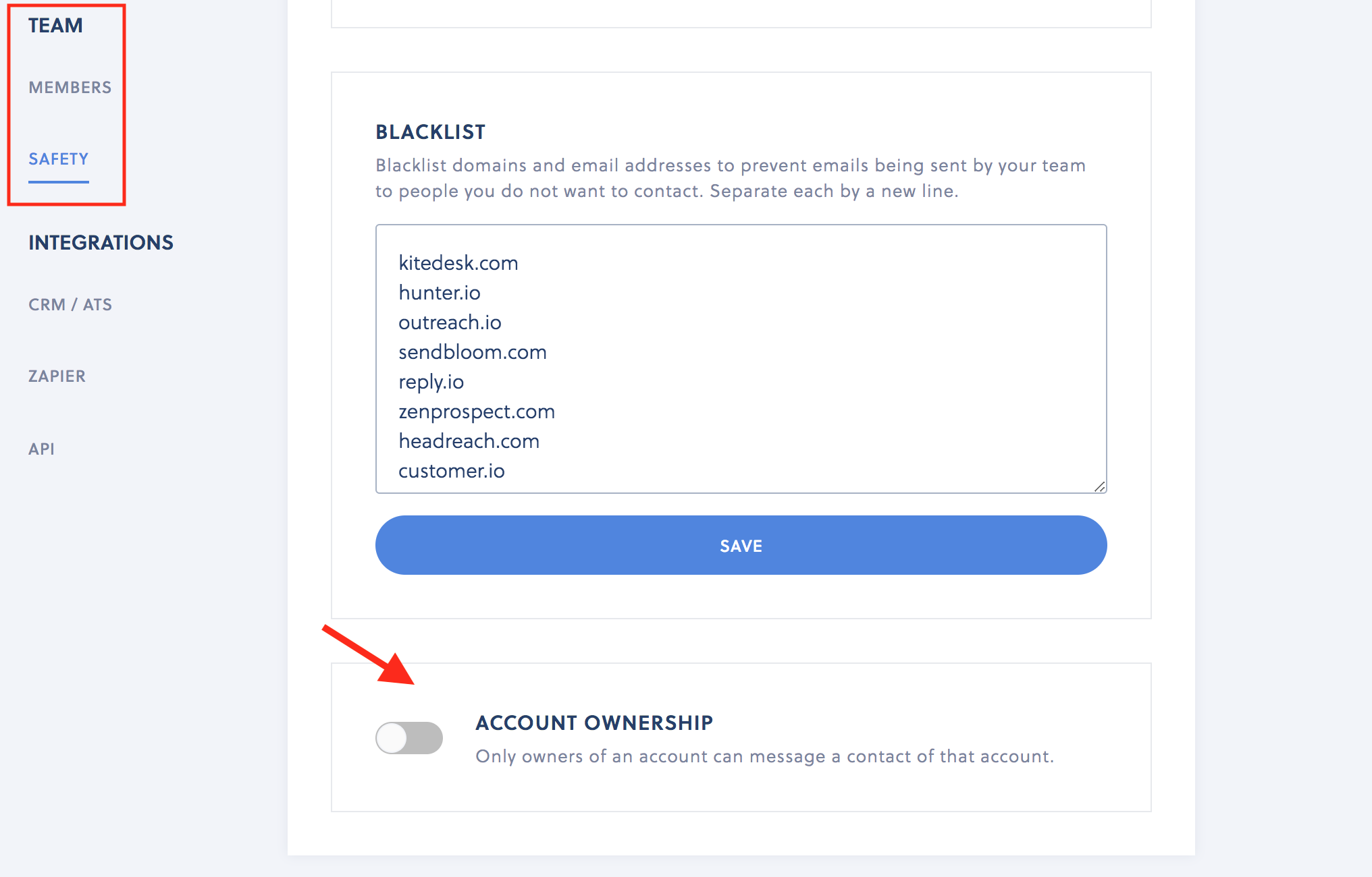 Account Ownership Screenshot