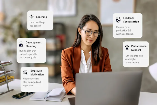 young woman using valance AI coaching platform on computer