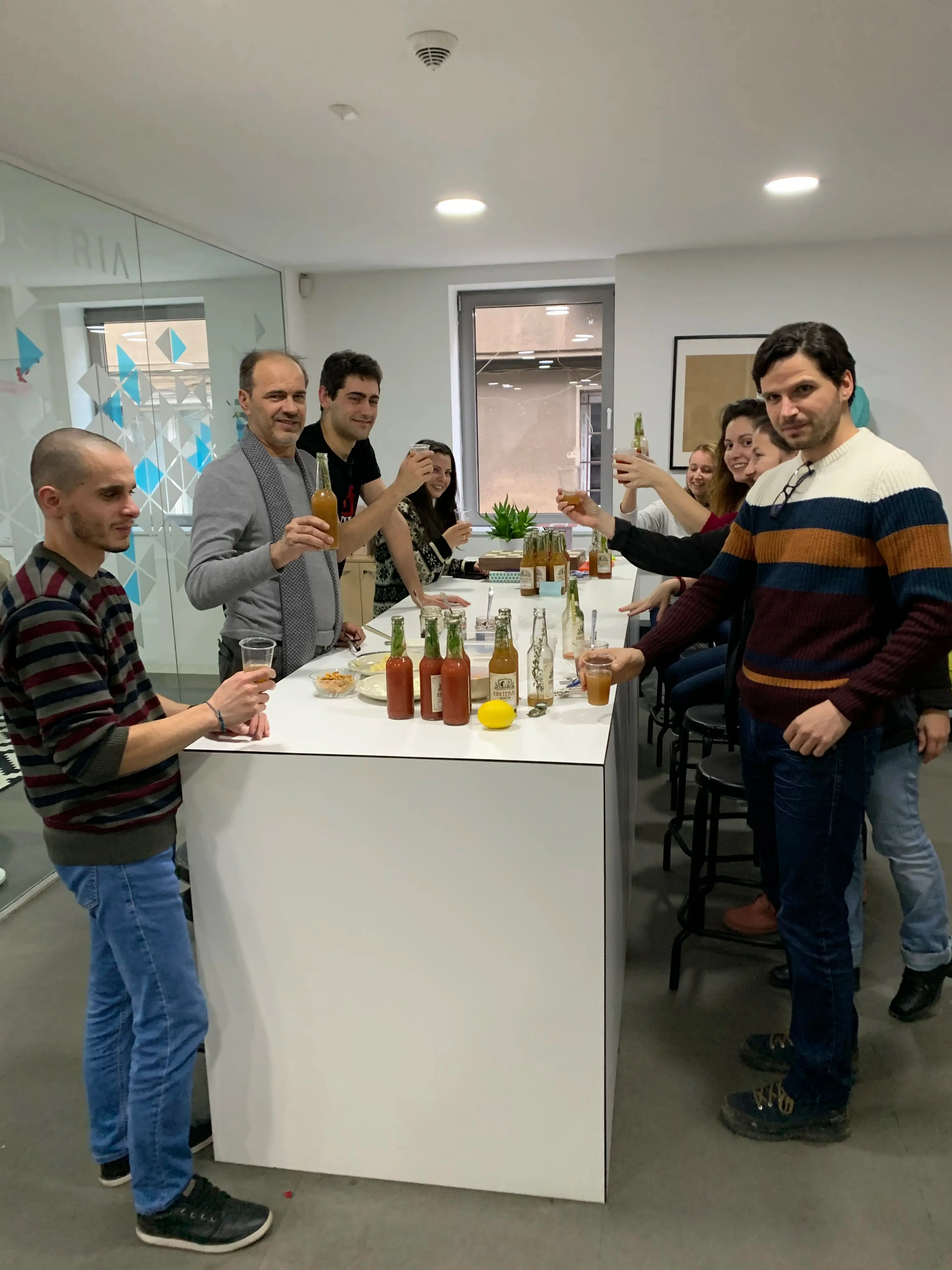 INDUSTRIA's Corda Team Lead, Nino Bonev, sharing cocktails he has made with the INDUSTRIA team