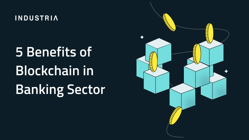 A cover image for the article "5 Benefits of Blockchain in Banking Sector"
