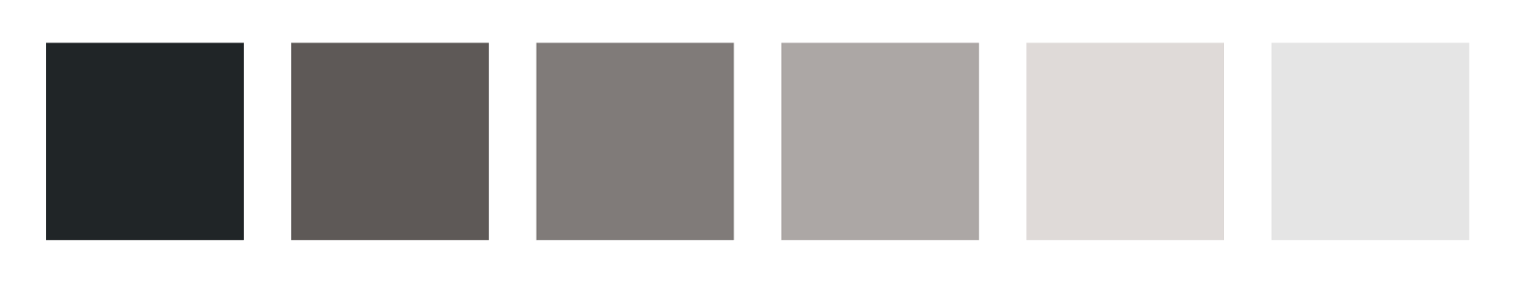 A palette of six swatches, which are not purely gray but appear monochrome side-by-side.