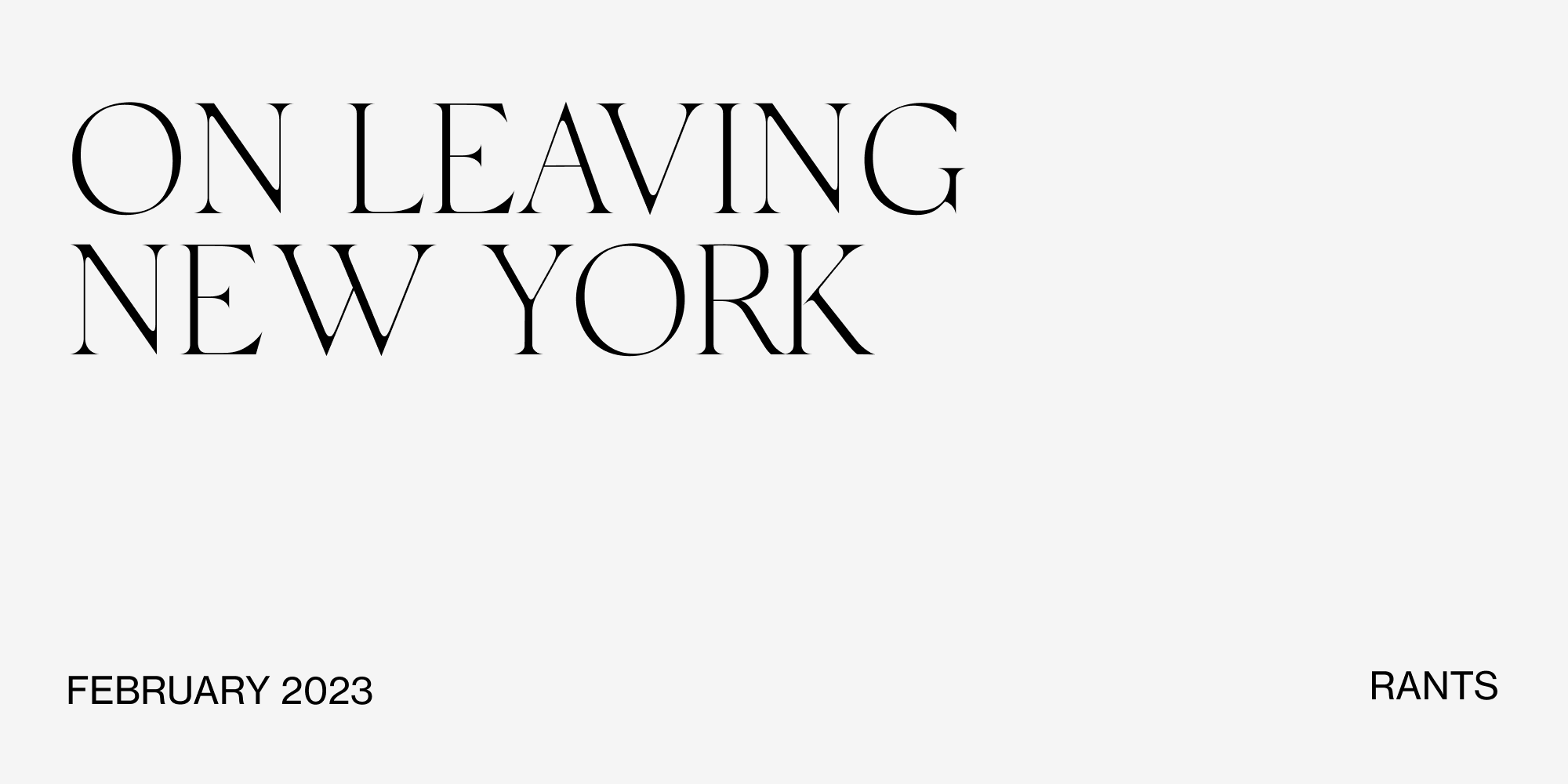 Henry From Online On Leaving New York City
