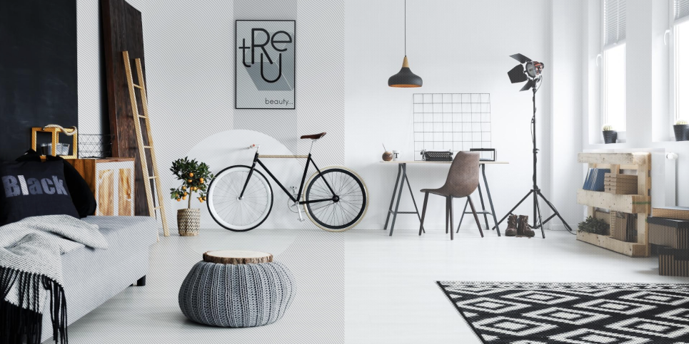 Chic studio apartment with a bicycle and open space