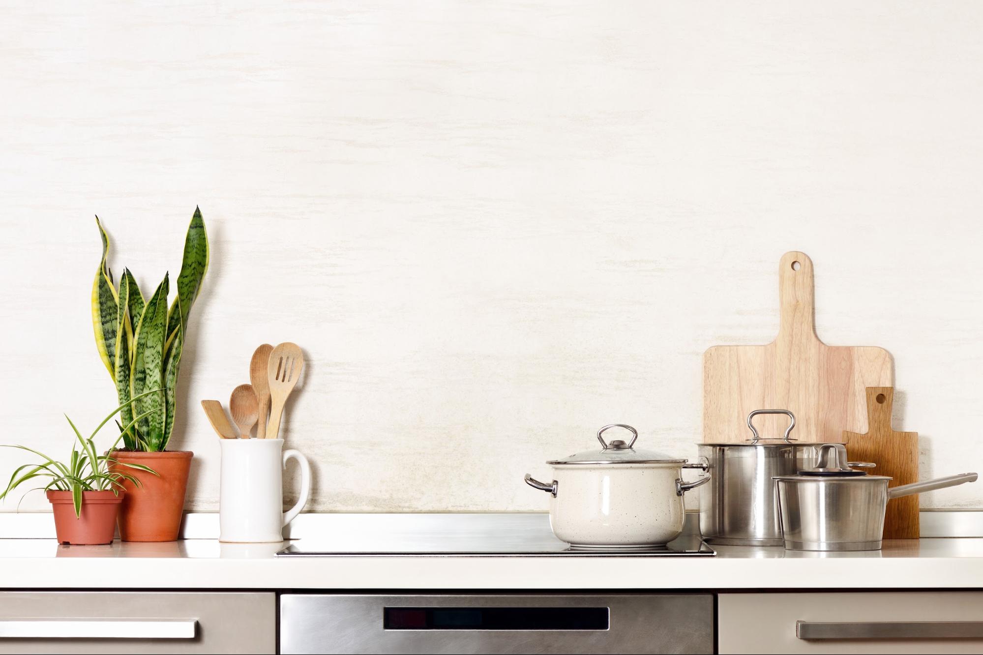 A clean kitchen countertop