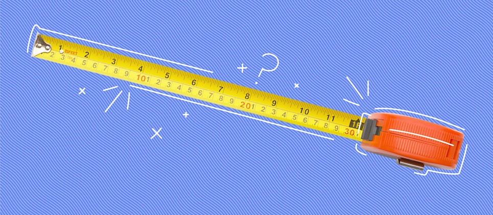 measuring tape pulled out on a blue background 