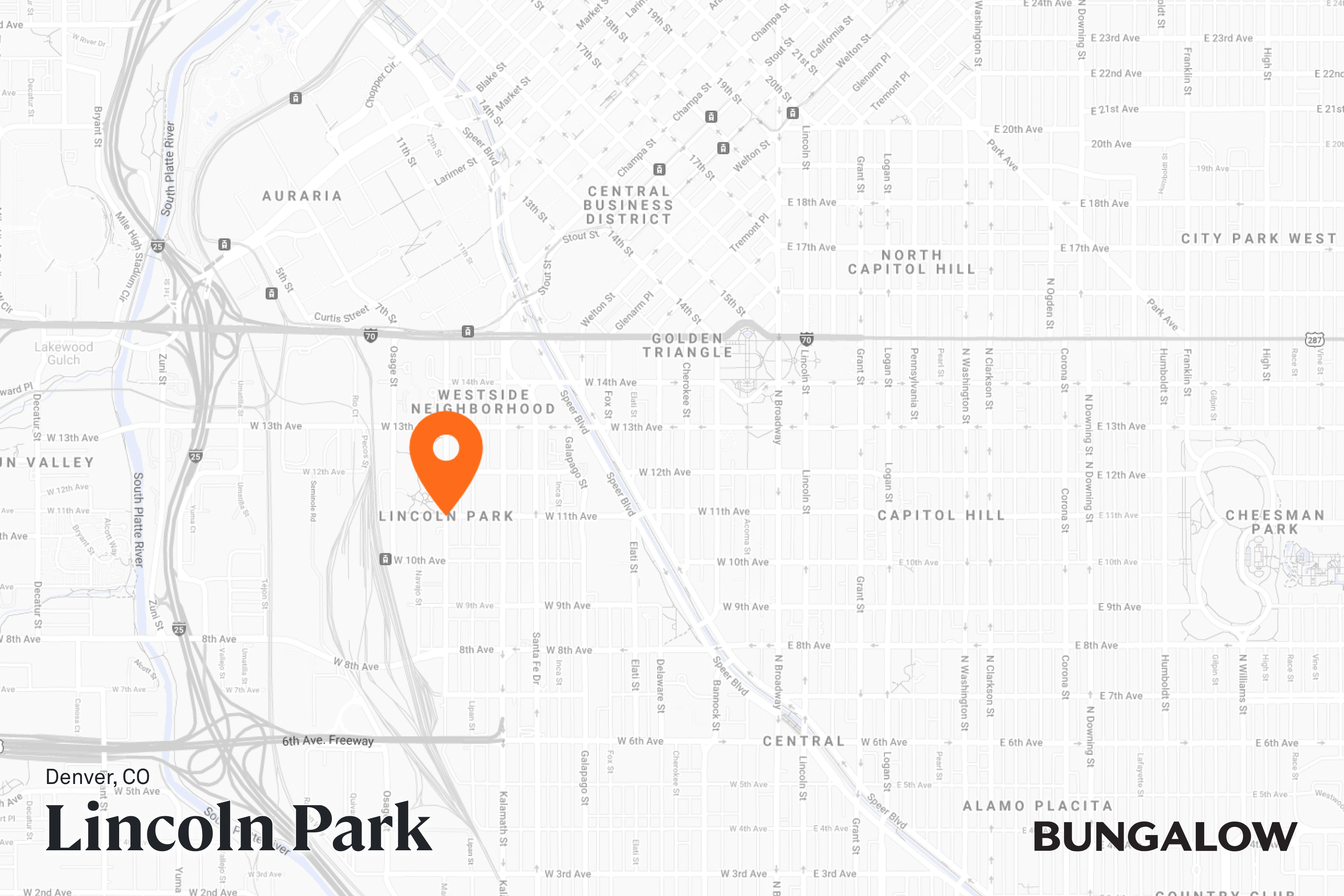 Lincoln Park Neighborhood Map - Denver, Colorado