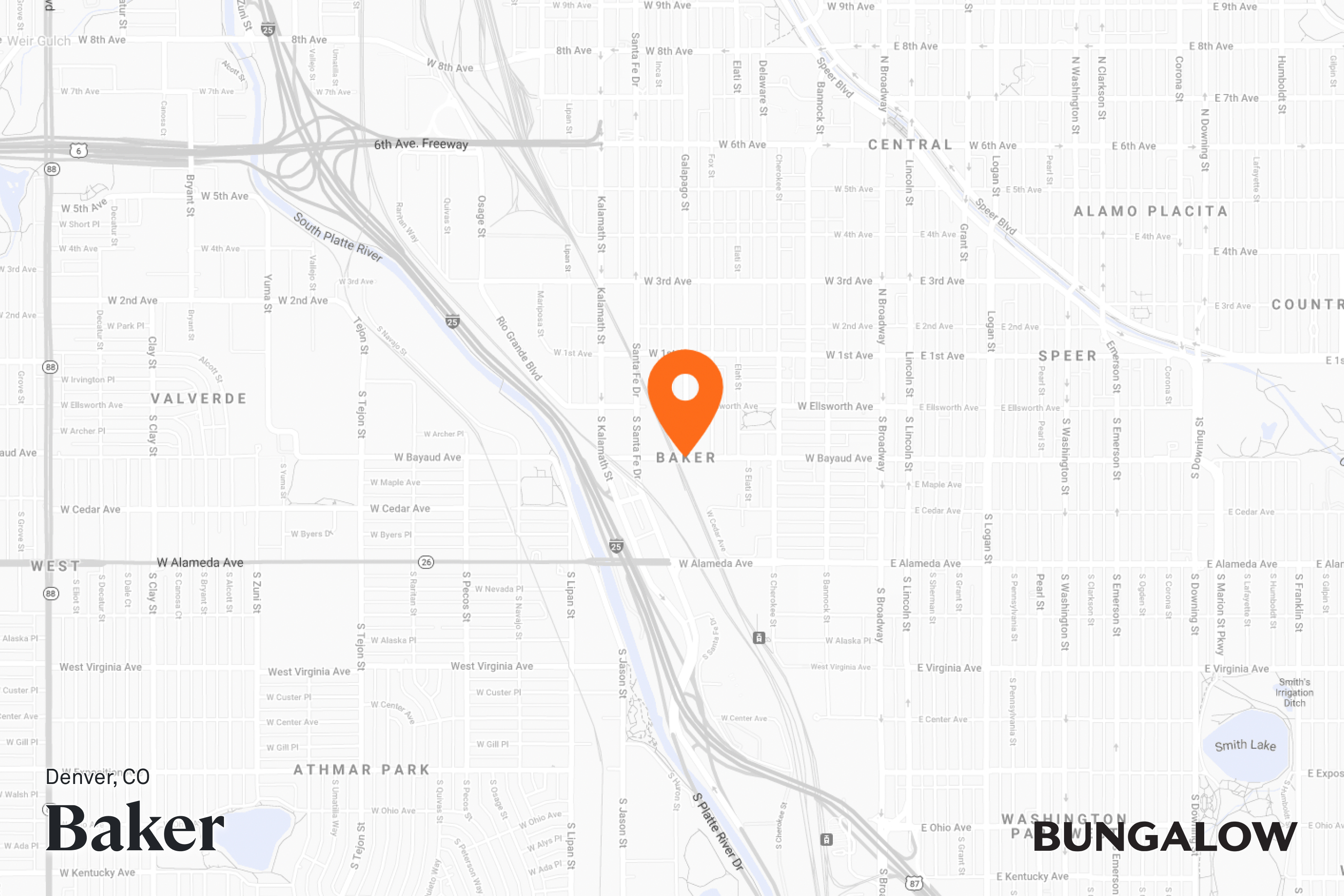 Baker Neighborhood Map - Denver, Colorado