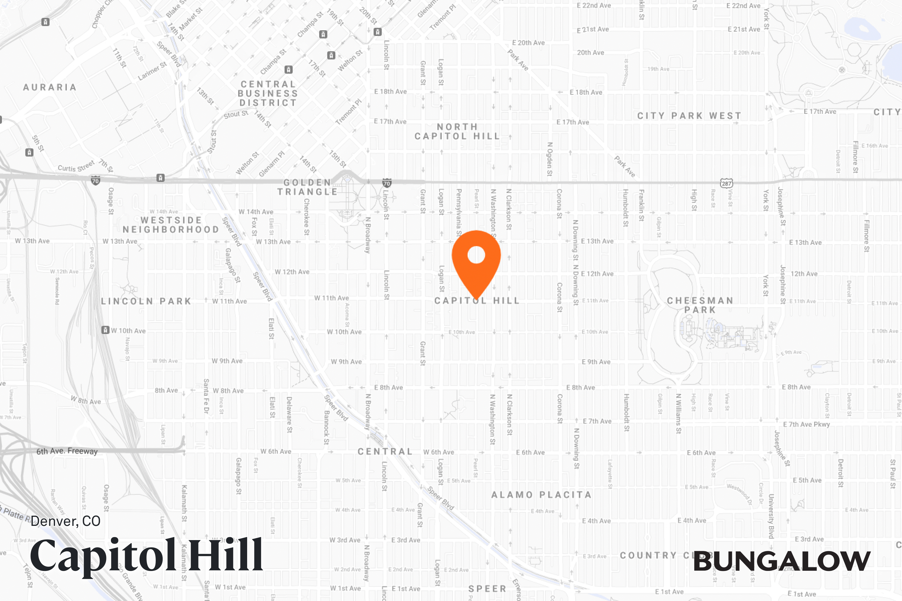 Capitol Hill Neighborhood Map - Denver, Colorado