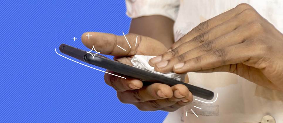 Disinfecting your phone with a wipe