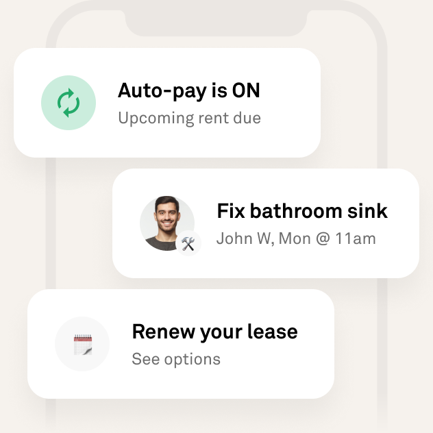 Pay rent, manage your lease, and get support — all within the app