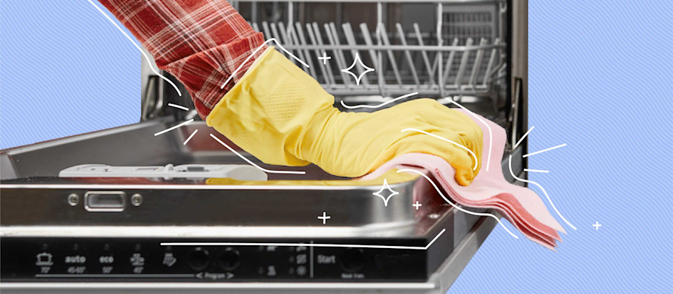 cleaning the inside of a dishwasher