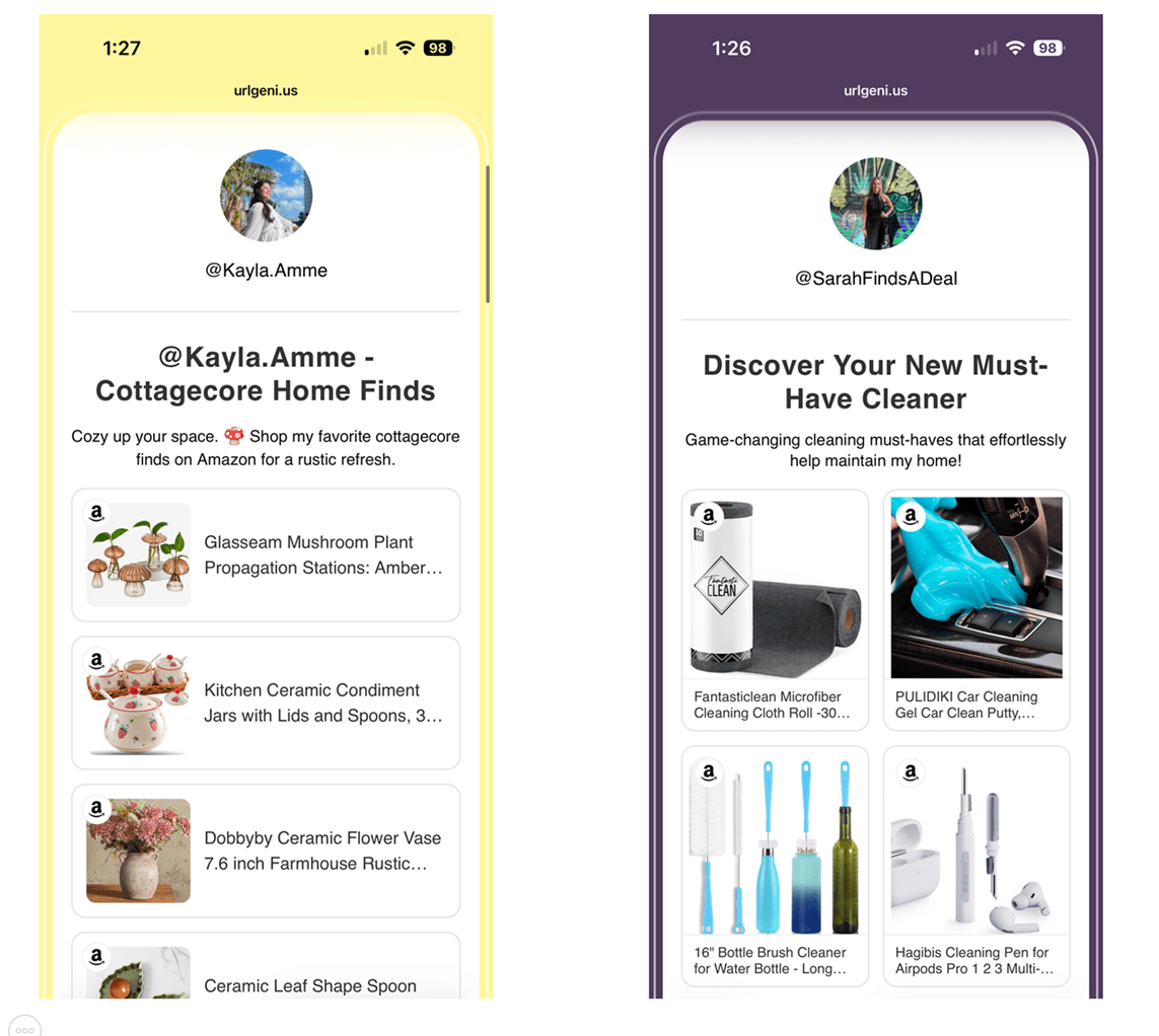 URLgenius Collections with App-Open Links for Deep Linking into the Amazon App