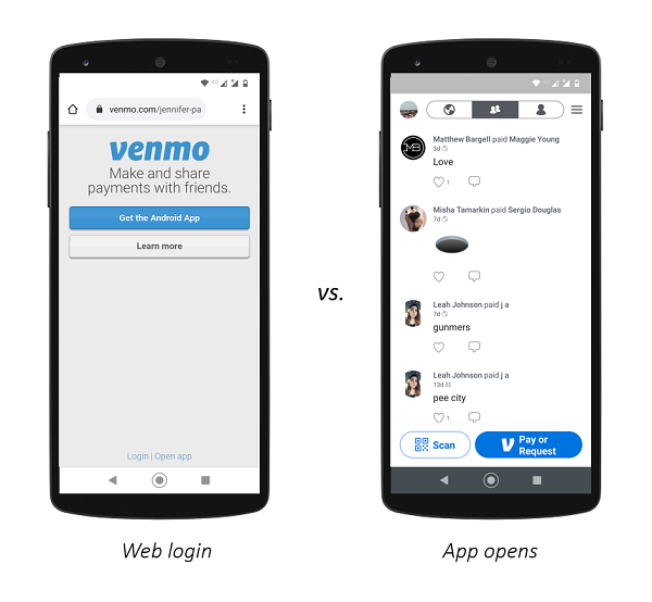 Venmo App Deep Linking for Increasing Conversion