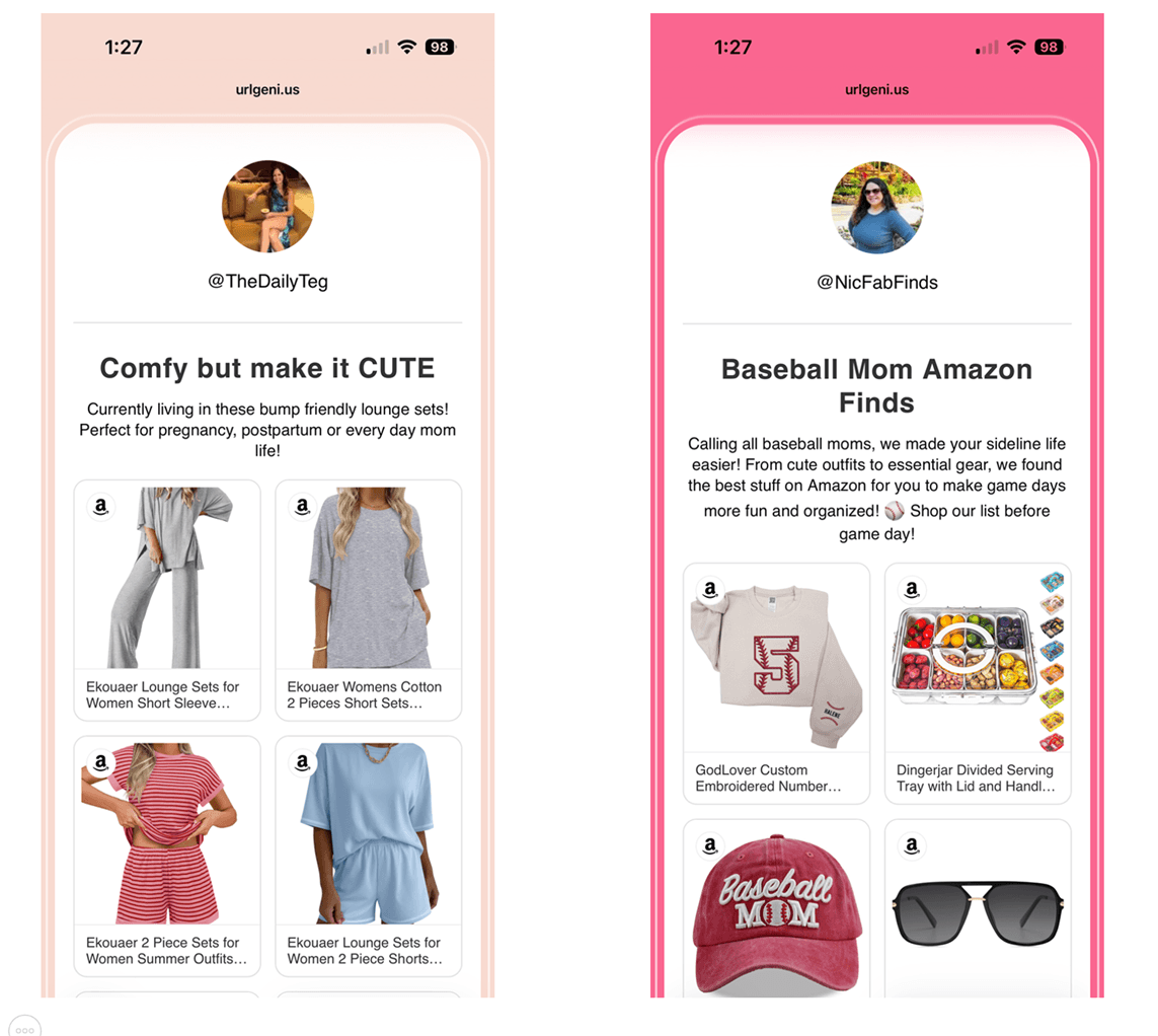 URLgenius Collections with App-Open Links for Deep Linking into the Amazon App