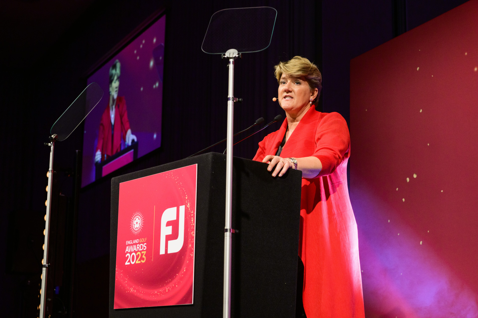 Clare Balding, famous sports broadcaster, hosting the England Golf Awards 2023.