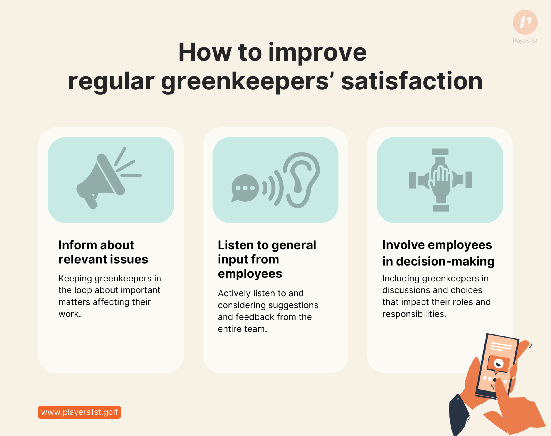 How boards can improve regular greenkeepers' satisfaction. Source: Players 1st