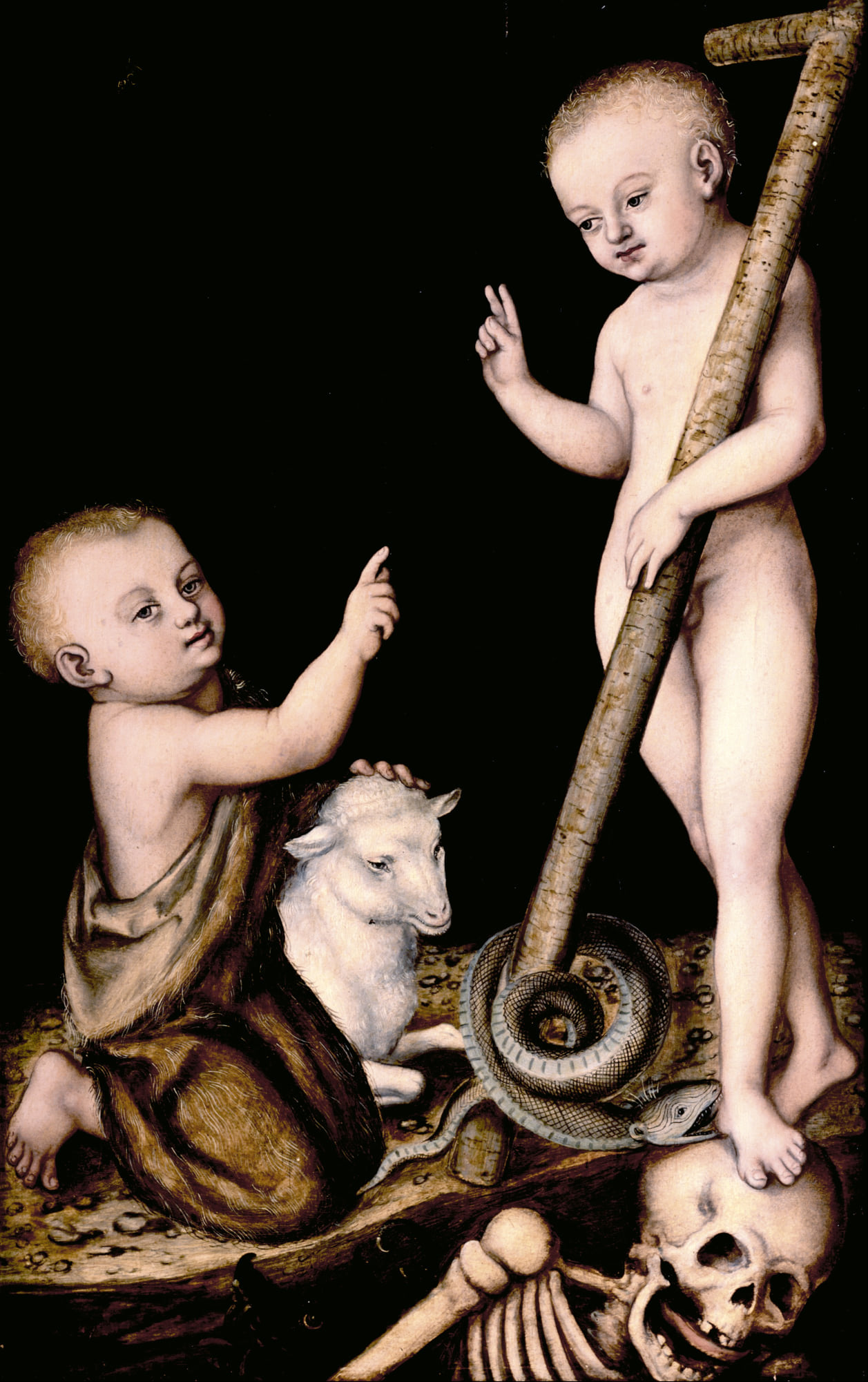 Lucas Cranach the Elder, Adoration of The Child Jesus by St John the Baptist (1530)