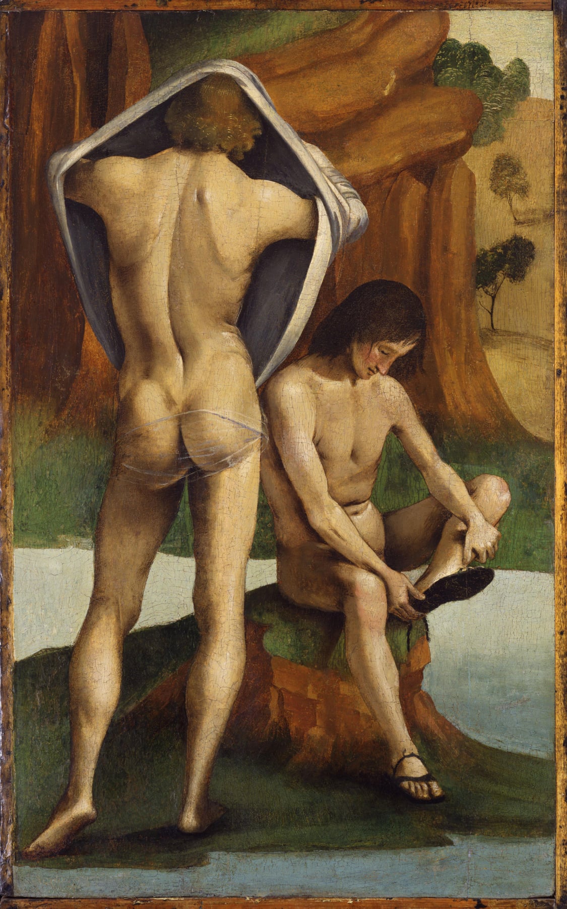 Luca Signorelli, Figures in a Landscape: Two Nude Youths (1490)
