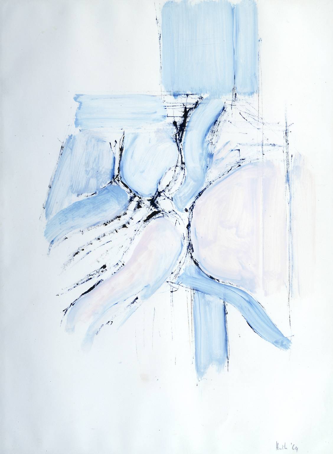 Adrian Heath, Drawing 1964 (Divided Blue) (1964)
