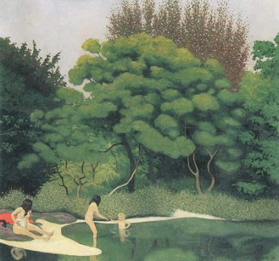 Felix Vallotton, Forest Lake with Bathing (1918)
