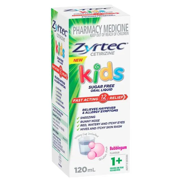 Zyrtec Kids Antihistamine Allergy & Hayfever Oral Liquid Grape