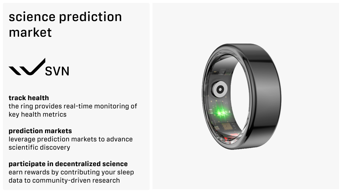 SVN offers a ring that can connect to science prediction markets while tracking your health