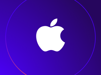 Logo van Apple | Wit | Paarse achtergrond