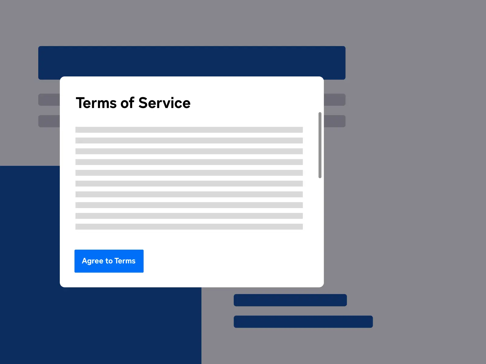 Digital art of a website pop up that says "Terms of Service"
