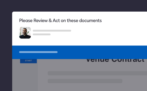 A prompt to review and act on documents within DocuSign eSignature