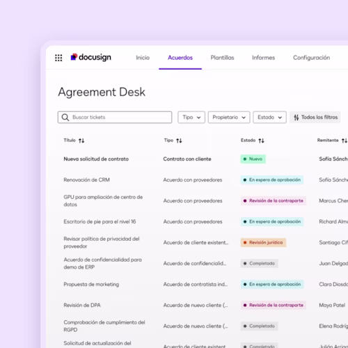 Docusign UI Agreement Desk increase visibility