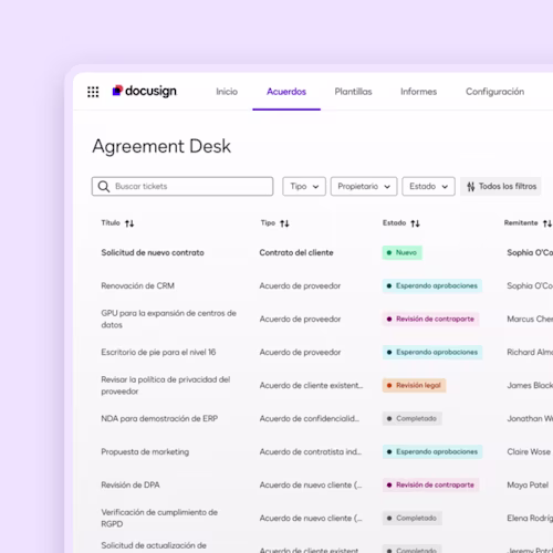Docusign UI Agreement Desk increase visibility